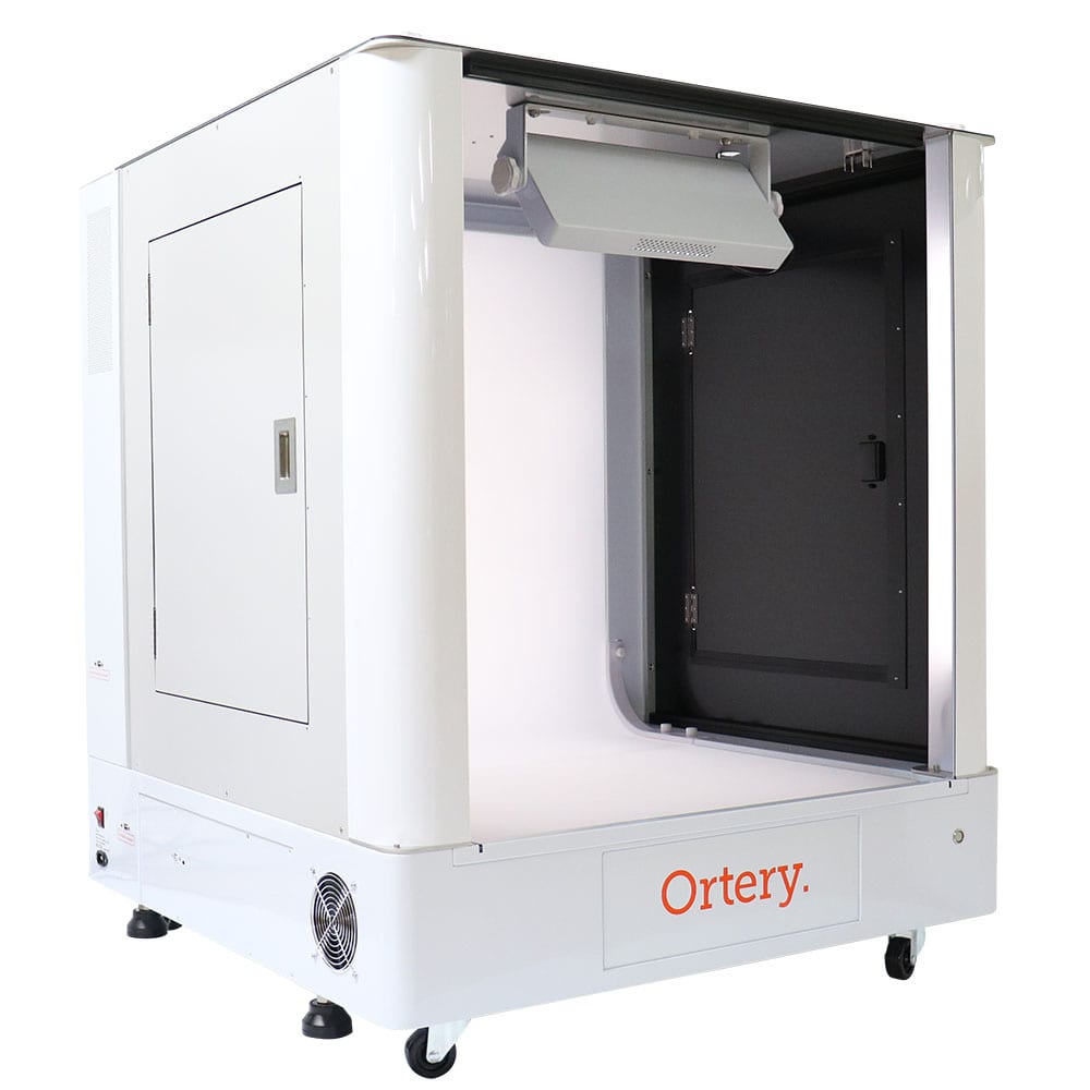 Ortery PhotoBench 150 with front door off features embedded LED top light