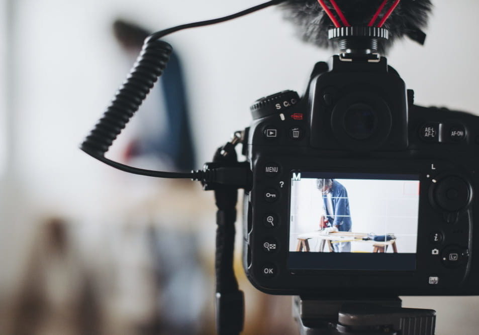 Camera recording a video for a DIY blogger